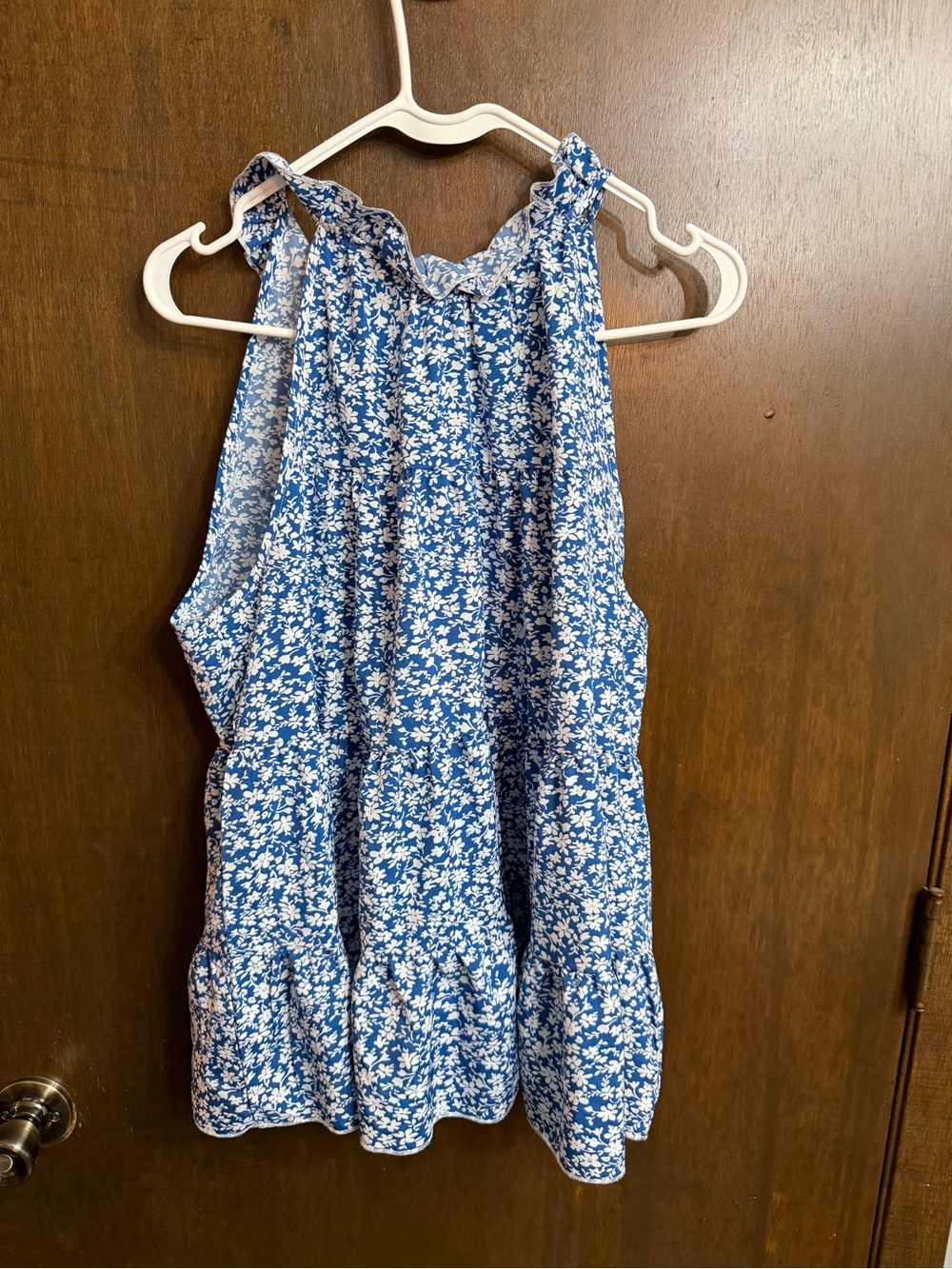 SHEIN Blue and White Floral Halter Camisole